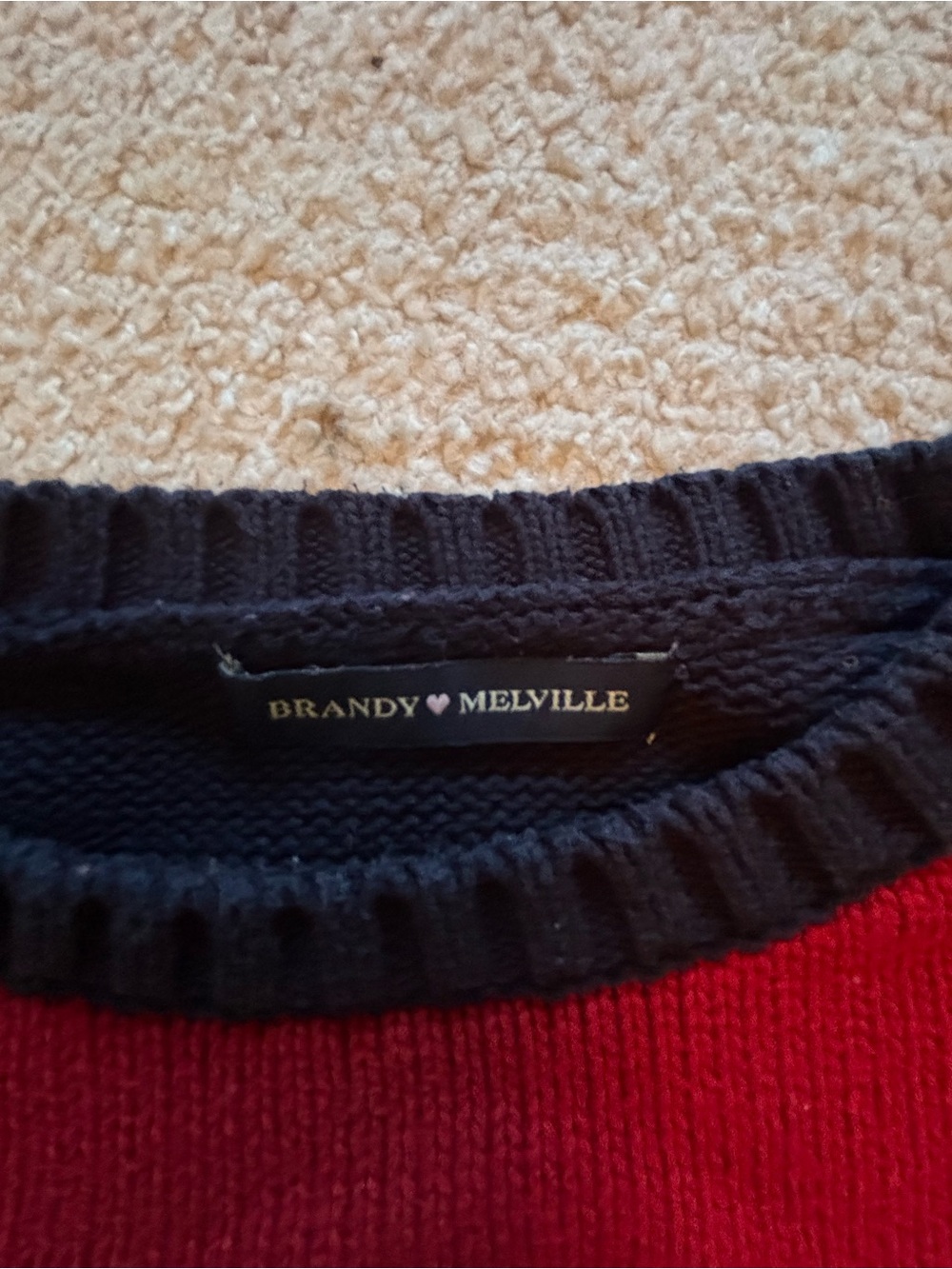 Brandy Melville Oversized Striped Brianna Knit Sweater Red Navy OS - Picture 4 of 10
